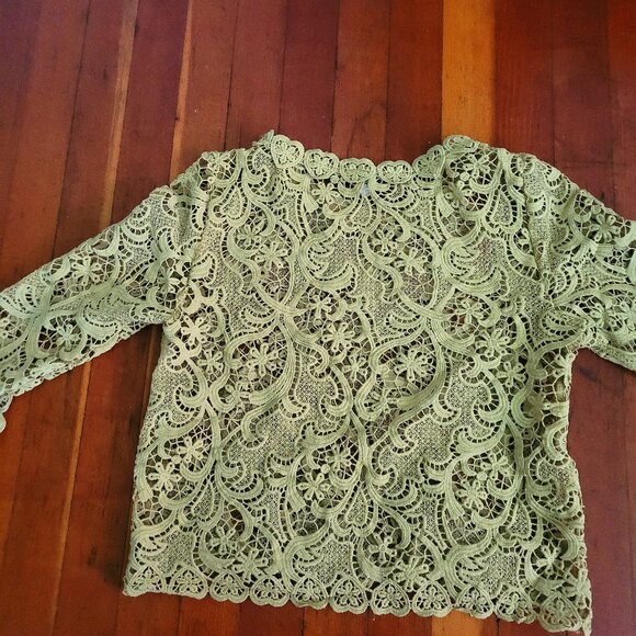 Chartreuse Lace Blouse - sz X-Small - Picture 5 of 5